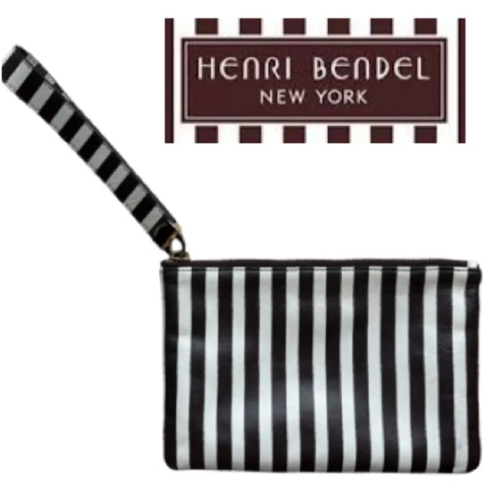 Vintage Henri Bendel Stripe Wristlet Handbag Purse Accessories Cosmetics Bag